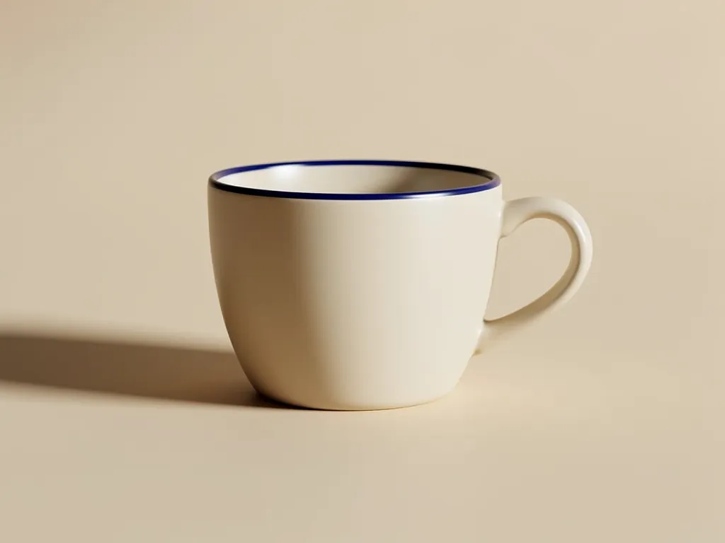 Cream Field ceramic mug with blue rim