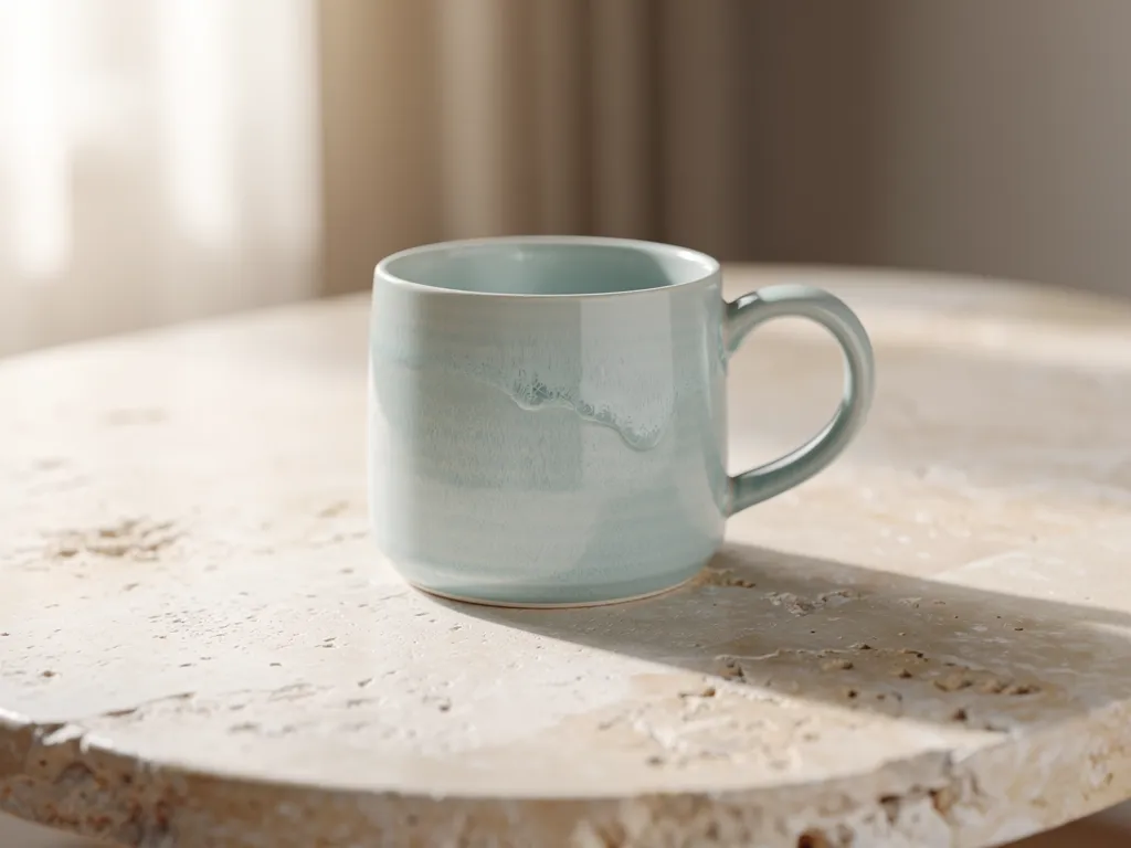 Pale blue Tide ceramic mug with a rounded handle